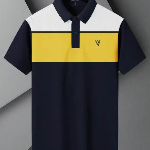 LVSummerPoloShirtForMen-NavywithYellow_WhitePanel-BE774BR13021_1